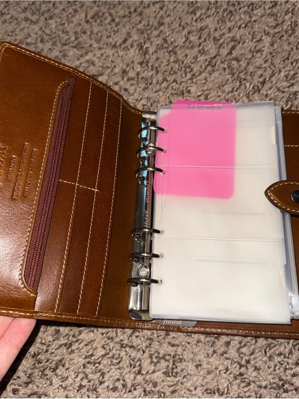 filoFAX Brown Leather Organizer with Snap Strap